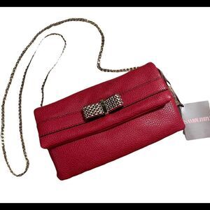 Sam & Libby Crossbody Red Clutch Bag Gold Bow NWT